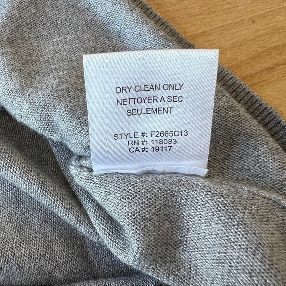 MINNIE ROSE SWEATER S V NECK TENCEL SILK NYLON LONG LENGTH OVERSIZED CASUAL GRAY - Picture 13 of 13